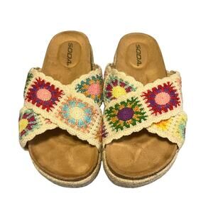 Soda Crochet Espadrille Sandals Size 7